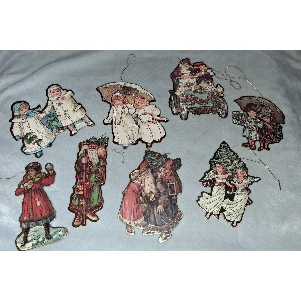 Vintage 1984 Christmas Eve Inc Victorian Christmas Ornaments Set of 8 Taiwan